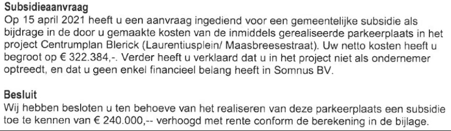 Centrumplan Blerick Subsidie 75